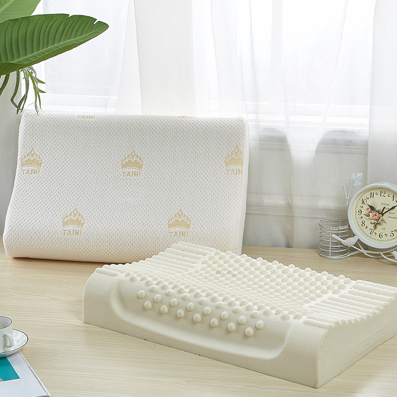 泰嗨 小颗粒按摩枕头枕芯 送枕套 天然乳胶枕 泰国原产进口·米黄色皇冠