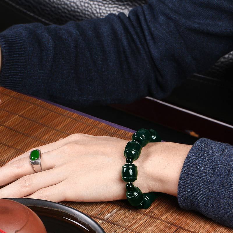 美润珠宝 和田玉男士青玉路路通手串