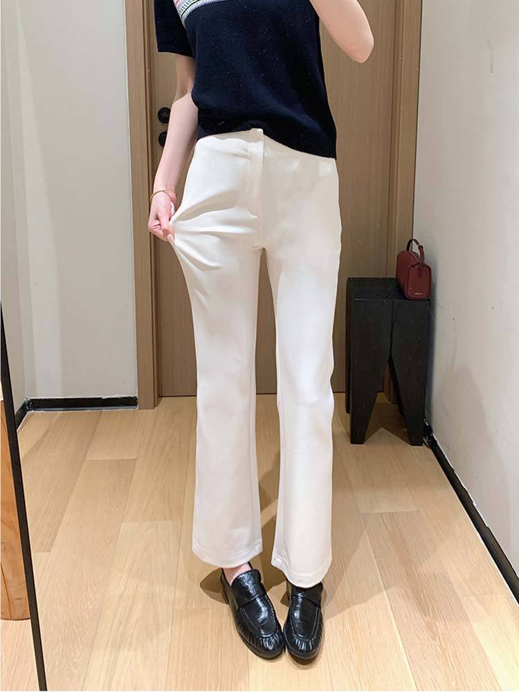 婵阅专柜高货微喇瘦瘦裤！显瘦四面弹喇叭裤鱼骨休闲裤·TW-602-蓝黑色