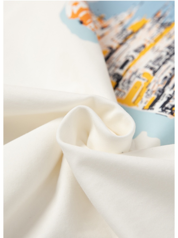 【95棉】凯诗帕宽松印花中袖T恤6445·白色