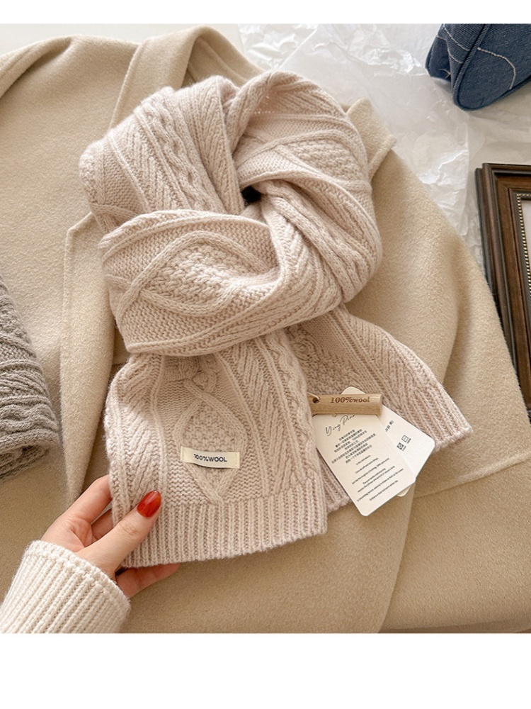 【100羊毛】普春软糯氛围感编织围巾YM-086·卡其