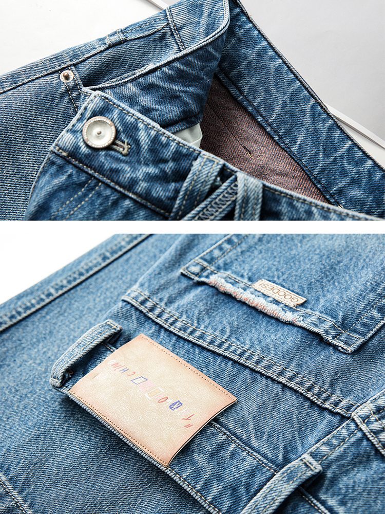 【大牌代工厂出品】和顺圣天丝棉高腰牛仔阔腿裤26005·蓝色