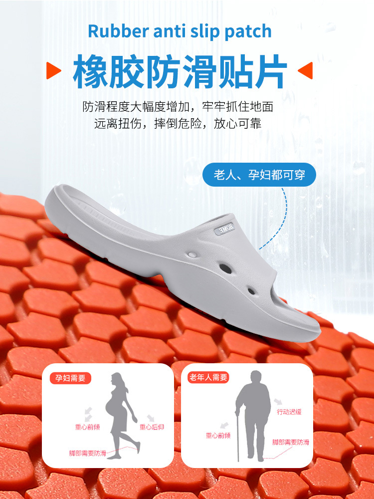 （出口款 止滑款拖鞋）泰和源厨房浴室防滑鞋·灰色(男)