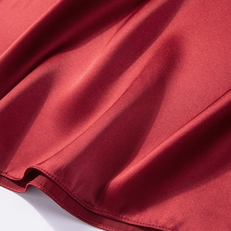 丁摩 19姆米重磅真丝素绉缎桑蚕丝无袖连衣裙睡裙·酒红色