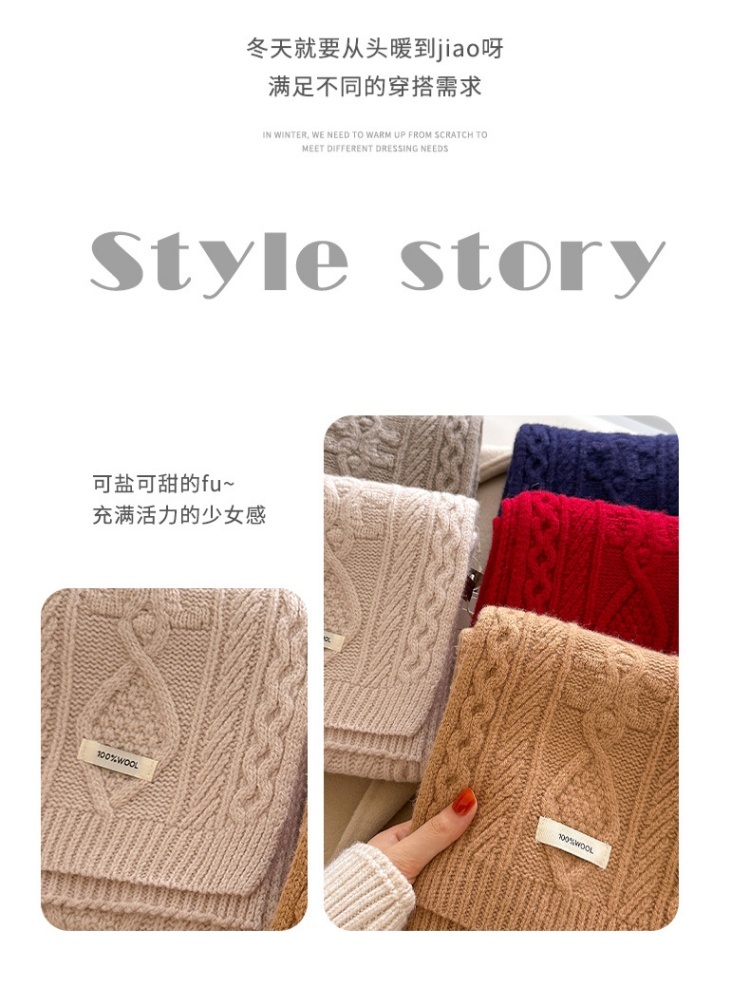 【100羊毛】普春软糯氛围感编织围巾YM-086·卡其