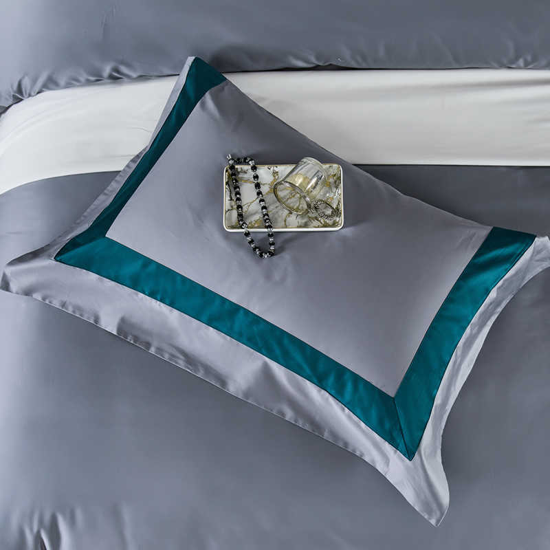 梦洁100支长绒棉四件套贡缎全棉纯棉床单被套轻奢床上用品·哈尼（烟灰色） 1.8M（248×248）