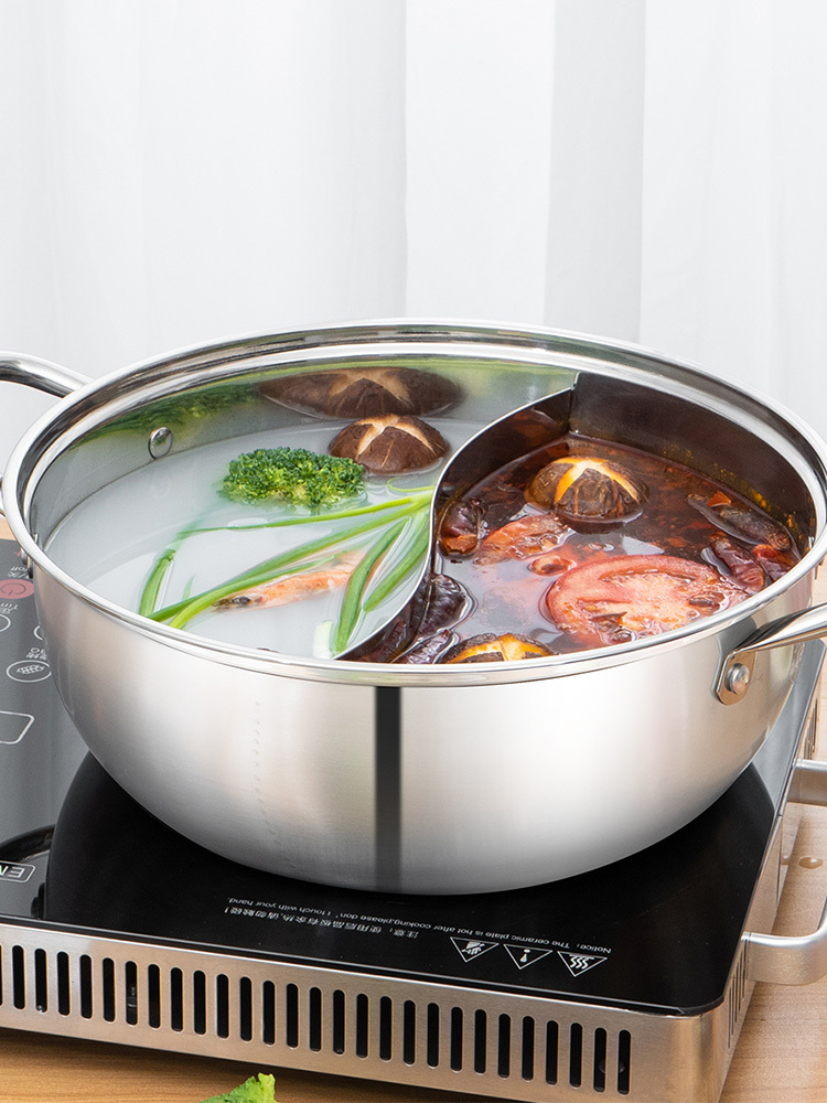 德铂 鸳鸯火锅30cm（送汤勺、漏勺）DEP-DS255