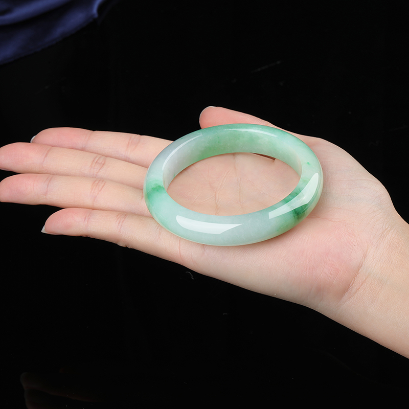 翡丽翠收藏级576冰润阳绿天然a货翡翠平安福镯