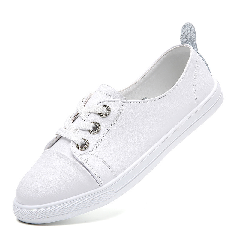 SSYAOGE 真皮小白鞋假系带板鞋休闲鞋YL03·白色