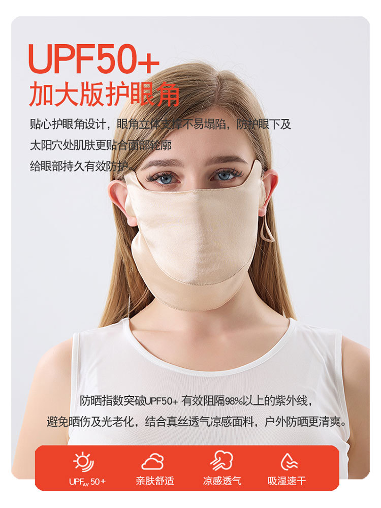 19姆米100桑蚕丝隐形开口透气护眼角防晒口 罩·深灰