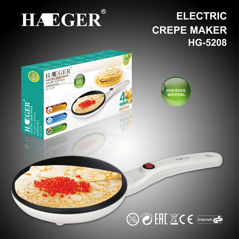 HAEGER薄饼机春饼机铛春卷皮多功能家用煎饼锅烙饼锅电饼铛HG-5208