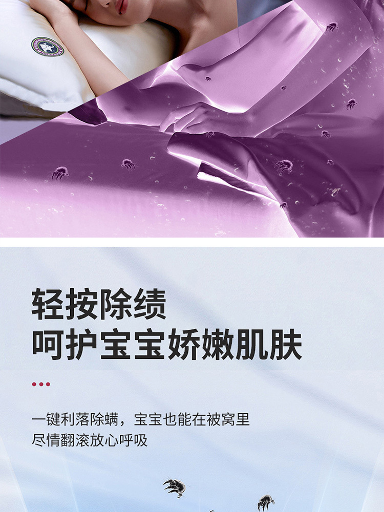 德国家用充电除螨仪器大吸力双拍打紫外线去除螨虫吸尘器·紫色