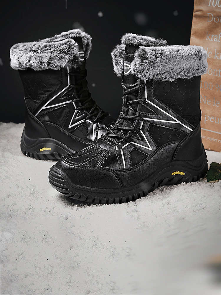 冬季大码高帮棉鞋女式舒适厚底雪地靴加绒保暖棉靴LW-5489·黑色
