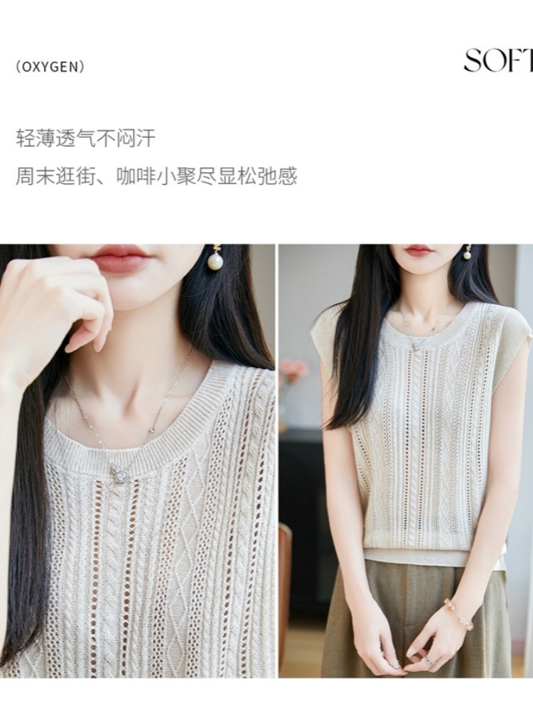 【天丝亚麻】特舒飞袖镂空针织衫TS-559·大象灰