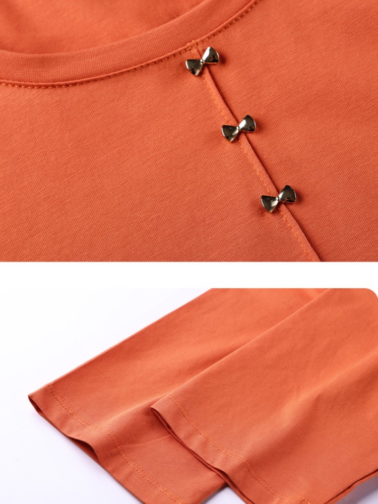 【93精梳棉】轩凌子柔美蝴蝶结中袖T恤S82610014·清水绿