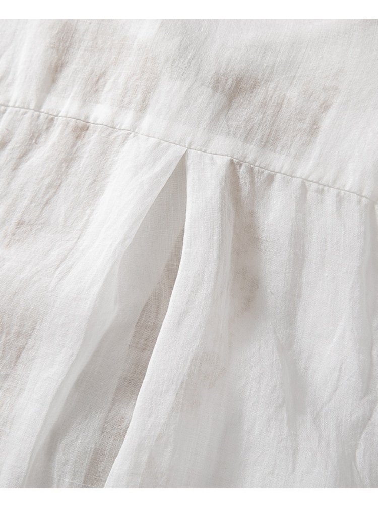 【100苎麻】可风各刺绣七分袖衬衫63052·藏青色