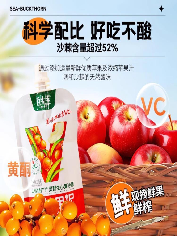 沙棘果泥 100g*3袋 沙棘小果含维C山西特产