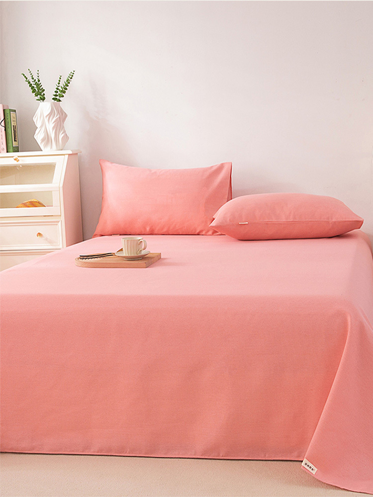 无印良品 新款原棉标凉席老粗布系列床单三件套  6色可选·樱花粉
