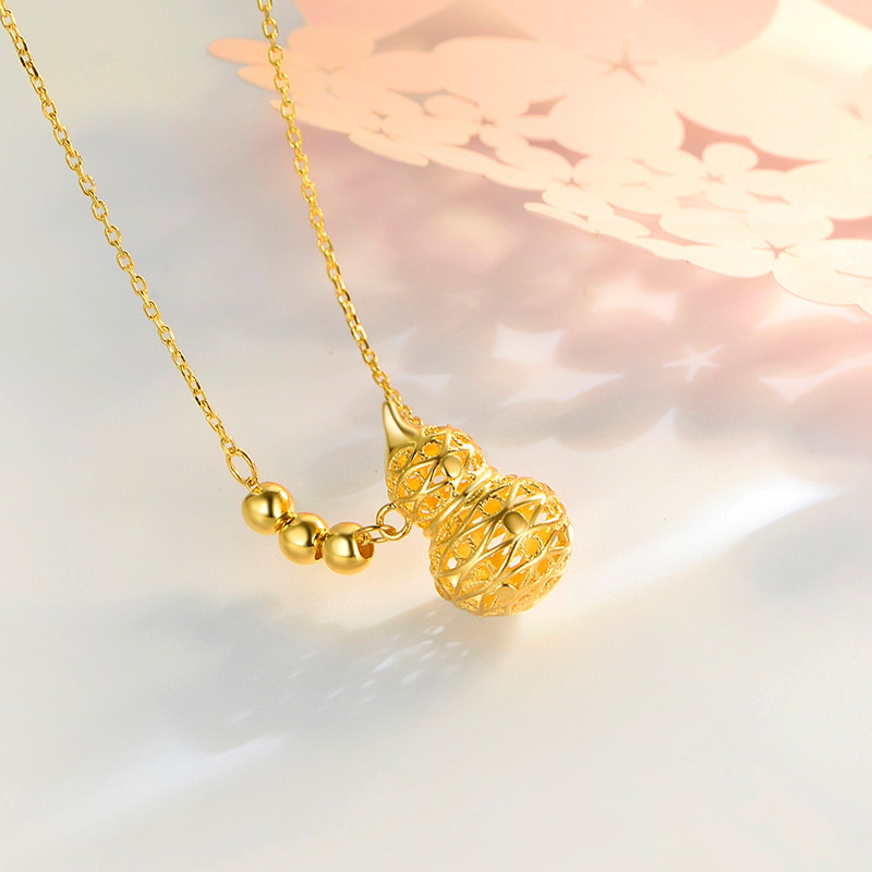 兆亮珠宝 5g黄金全新工艺福禄双全套链 足金999黄金项链4.25-4.35g