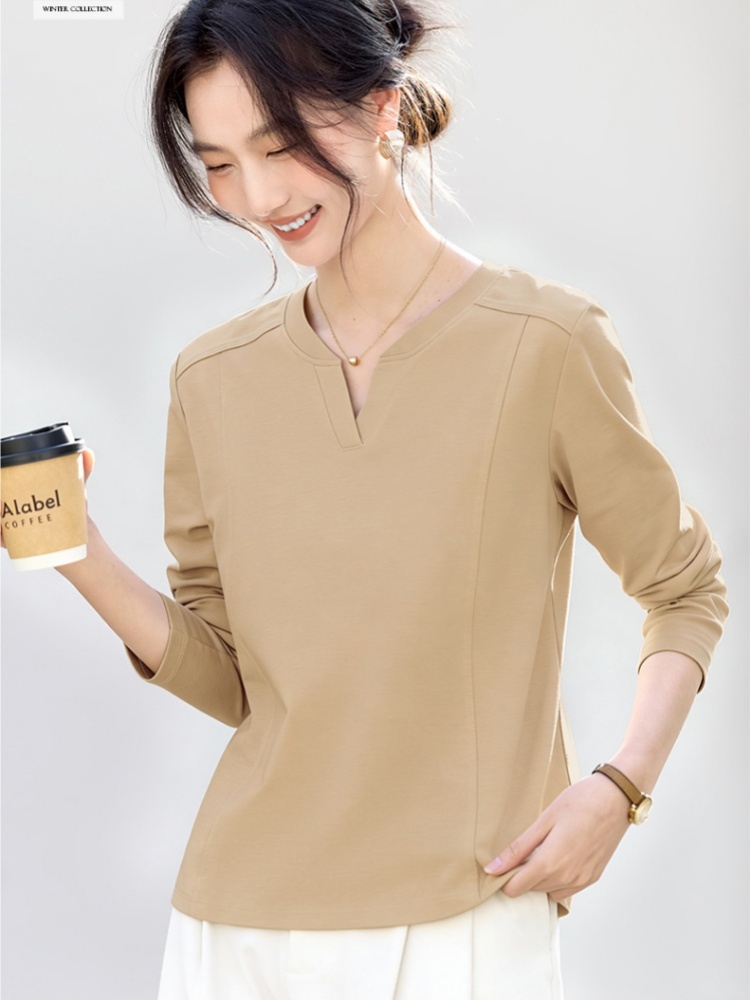 【92精梳棉】轩凌子小V领正肩T恤S82610005·白色