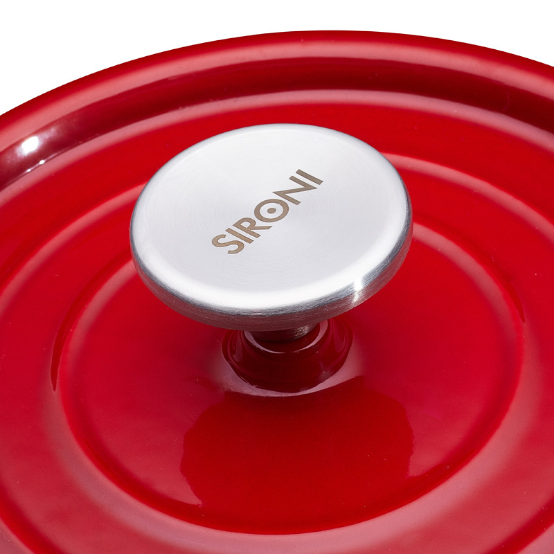 斯罗尼（SIRONI）22CM 蔷薇红珐琅铸铁锅 珐琅汤锅 煲汤神器 2.8L·蔷薇红