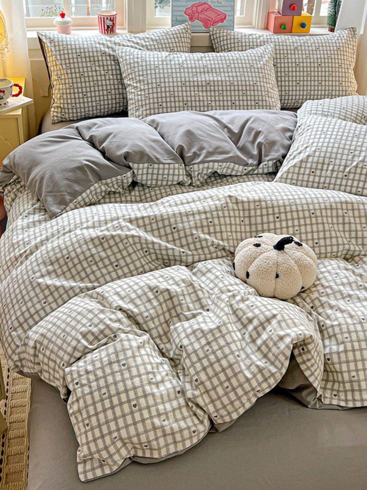 水漫庭 古法水洗棉云感纱四件套200*230cm·甜心乐园