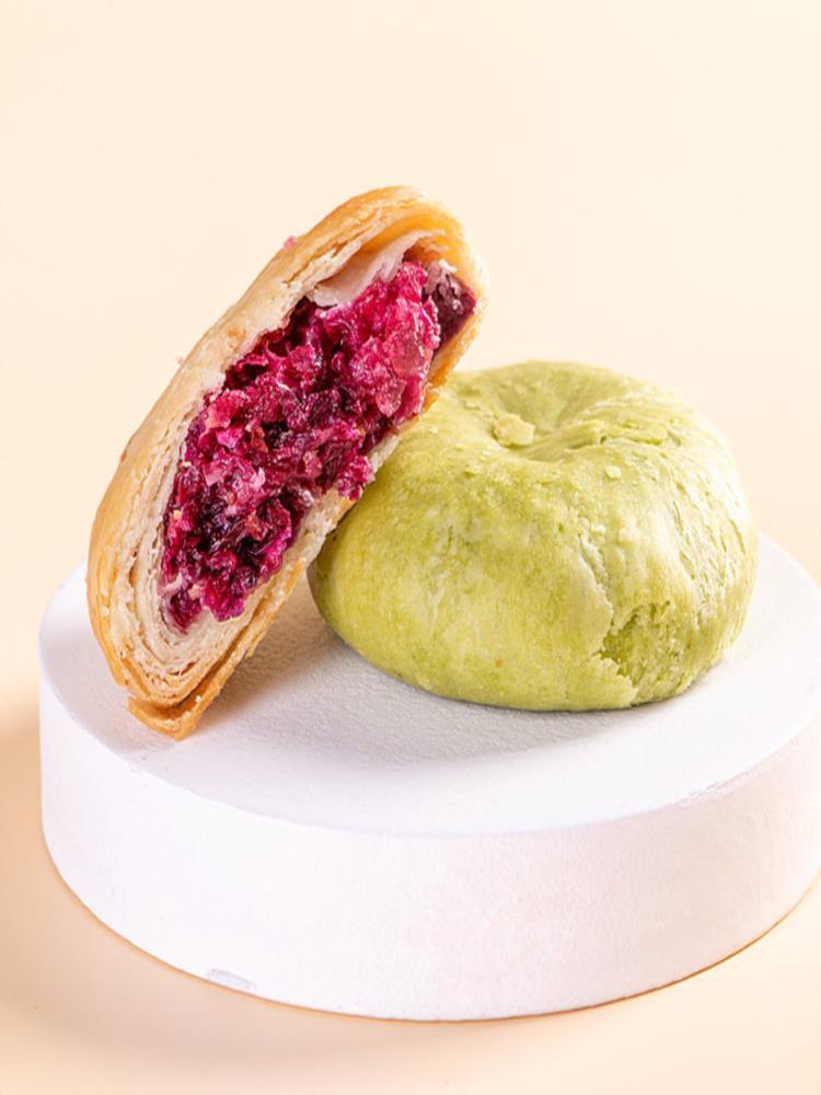 【混合口味】鲜花饼 40枚 糕点心抹茶玫瑰紫薯燕麦多口味 约30g/枚