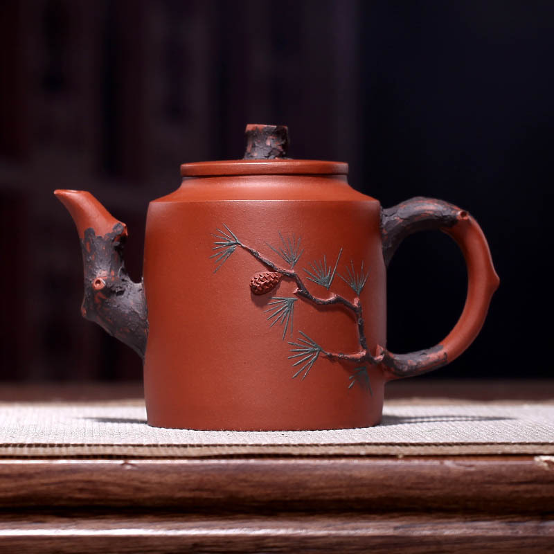 吴建强大师作 宜兴原矿紫砂 松针壶 230ml·清水泥