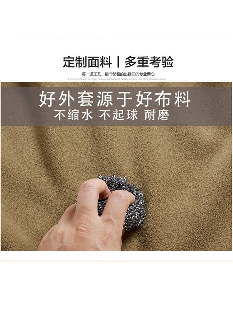 【专柜爆款/男女同款】时尚摇粒绒连帽加厚保暖拉链口袋抓绒衣外套·墨绿色