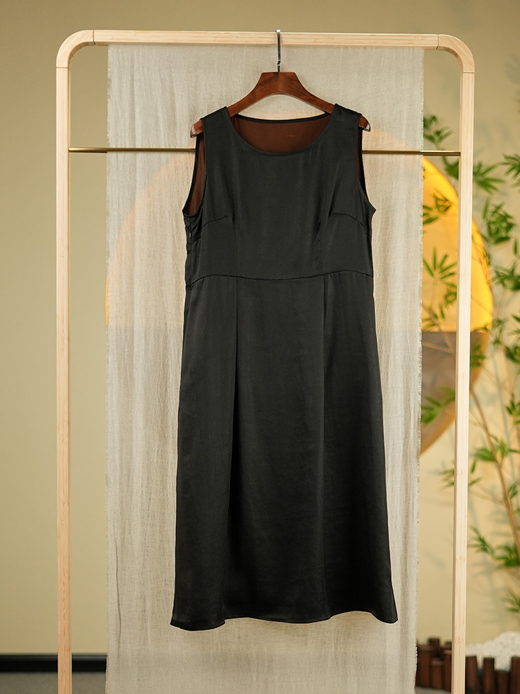 【浑然天成系列】云珊淼传统手工整染坎肩裙H24703·黑色