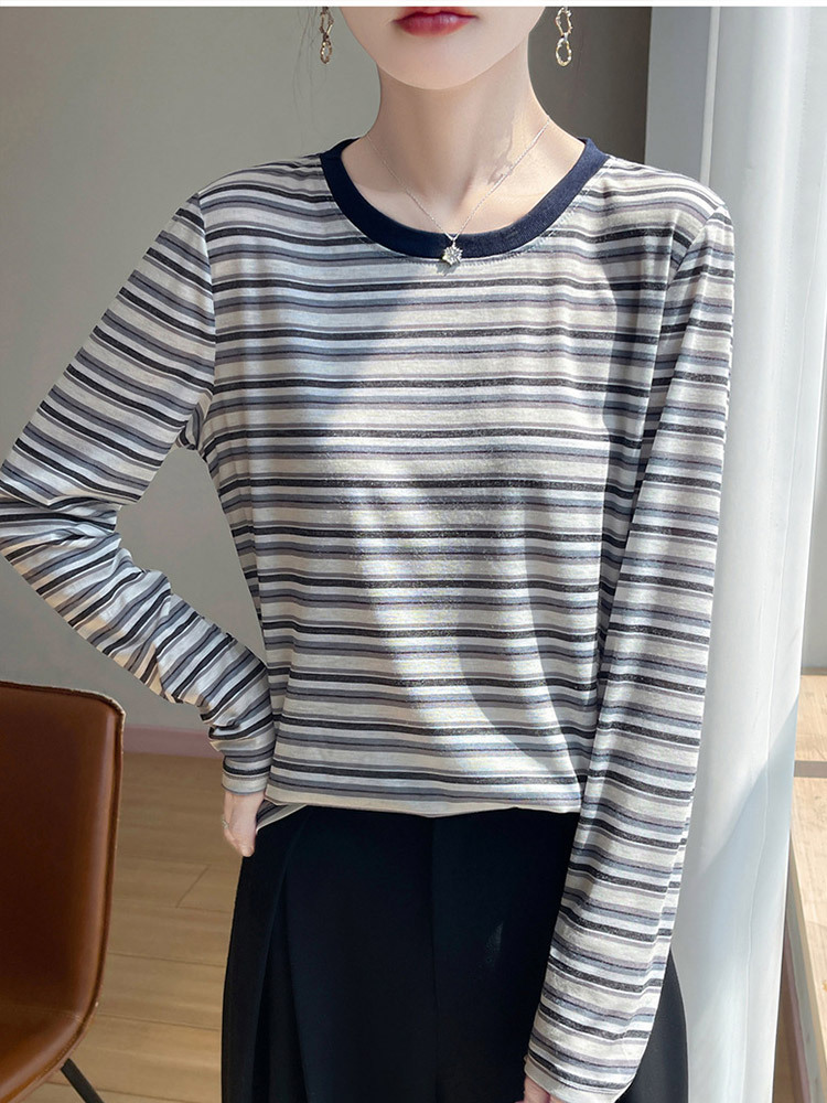新款超细纤维透气多彩条纹气质减龄防晒衫·炫彩条纹