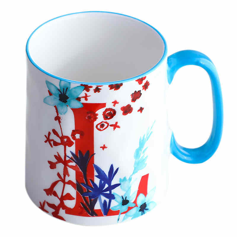 宝优妮创意陶瓷杯子情侣水杯姓名字母马克杯牛奶杯茶杯·锥形手捏字母杯L