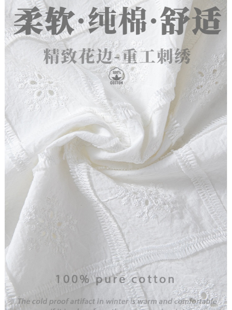 【100棉】可风各蕾丝镂空绣花衬衫62006·白色