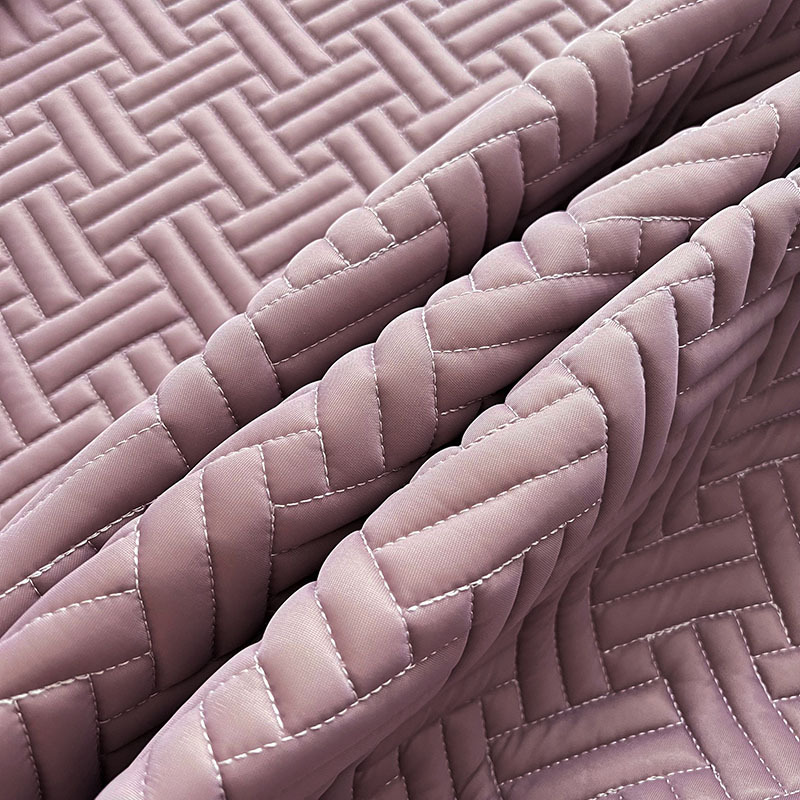 凯特之家凉感冰丝藤纹绗缝乳胶床笠三件套·藕粉色