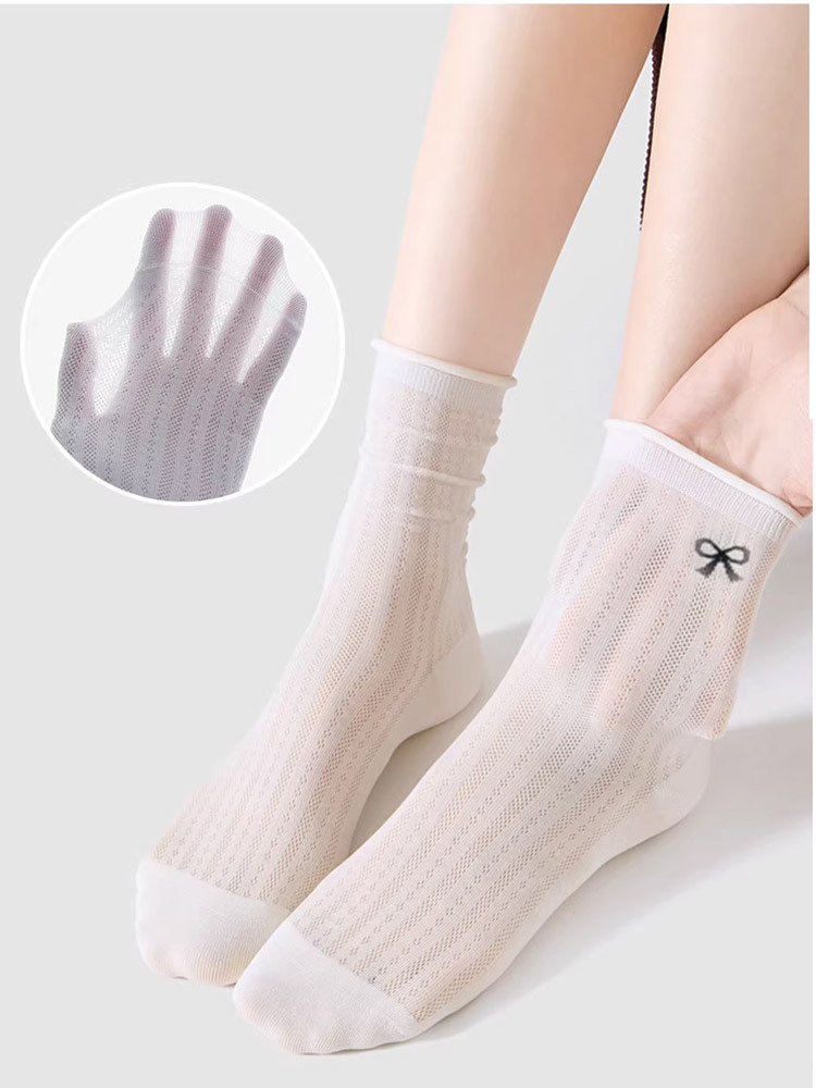 【新款升级10双组】天然桑蚕丝莫代尔舒适透气网眼中筒男女袜·款式三（女款混色10双）