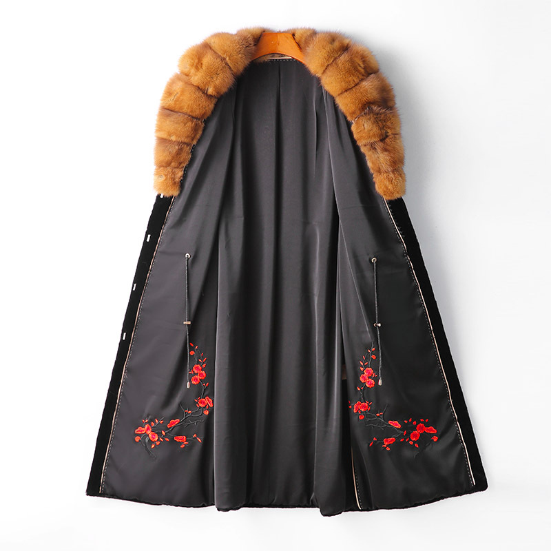 格兰雅芝 长款貂绒大衣·黑色