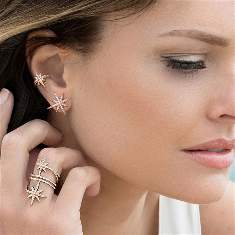 apmmonaco女士粉金色镶晶钻流星珍珠耳钉re10285xpl