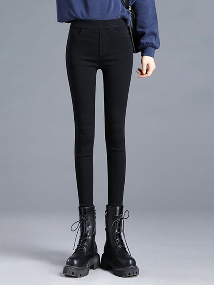 丁摩 高腰小脚裤秋冬外穿小黑裤修身打底裤DM01·春秋款