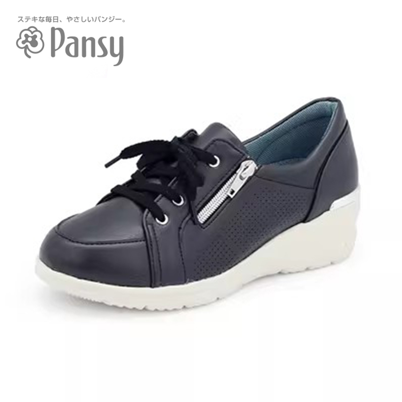 日本品牌pansy女士舒适坡跟鞋·黑色