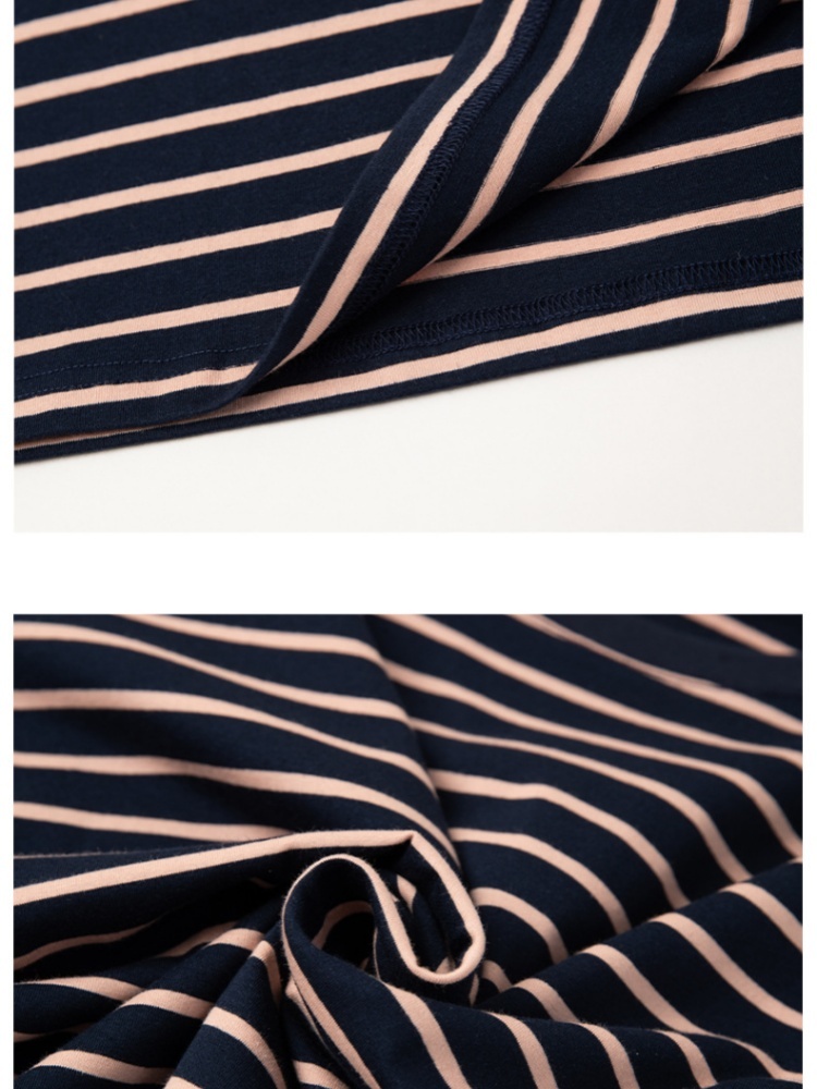 【95棉】凯诗帕宽松条纹T恤6458·深蓝