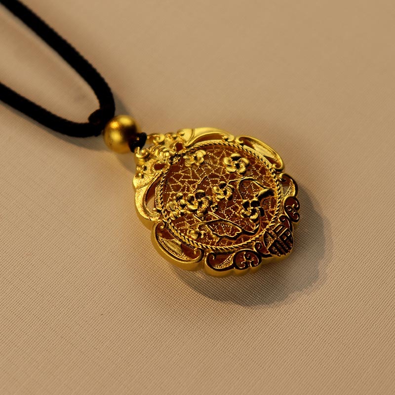 老万年幸福生活古法金吊坠金色