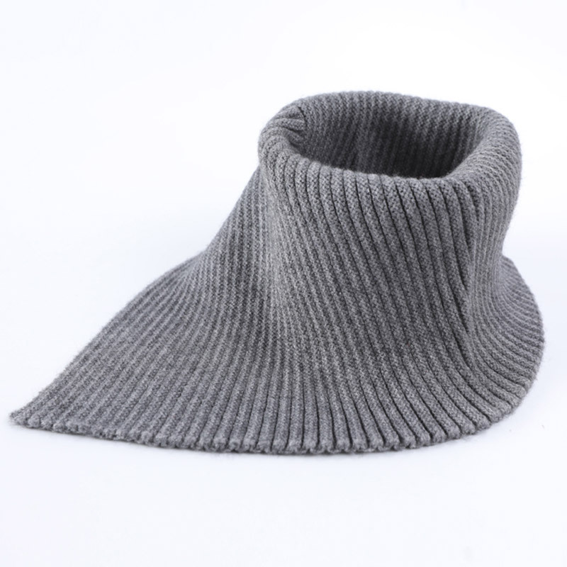 (2个装)羊毛混纺男女款防寒保暖护脖假领围脖·黑色+灰色