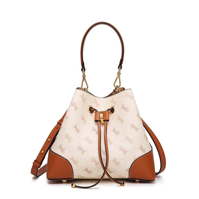 冠驰印花水桶包a杏色棕