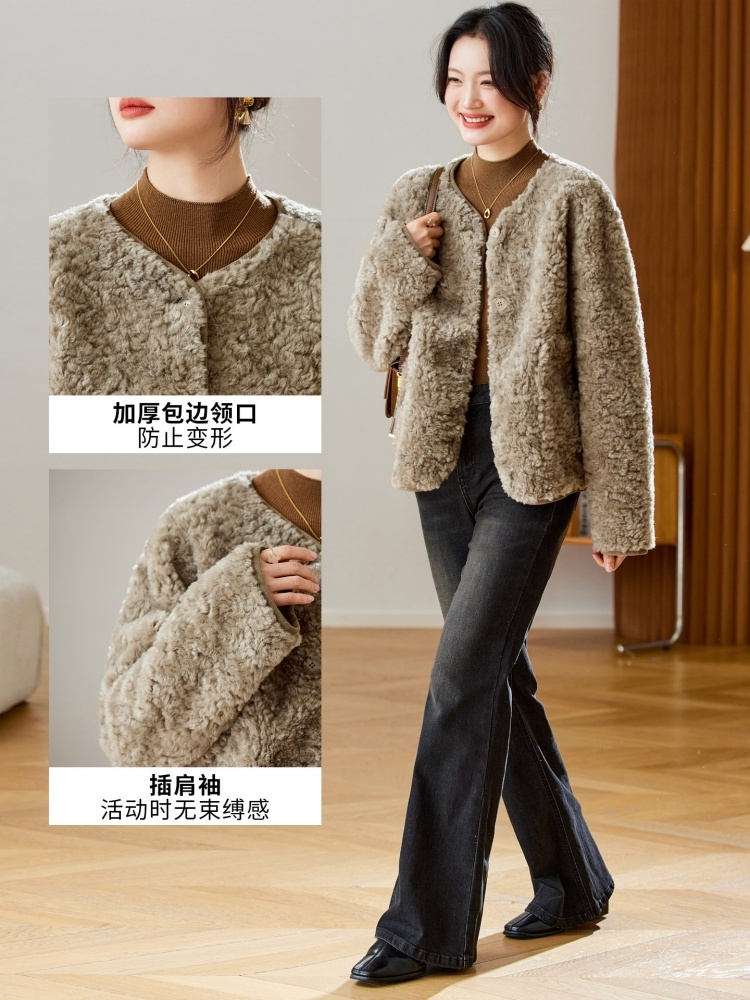 可风各时尚羊羔毛圆领外套510012·灰绿色