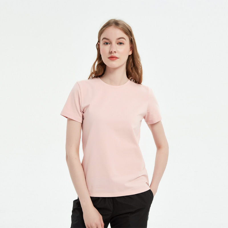 [质 数]女圆领净色短袖T恤·粉色