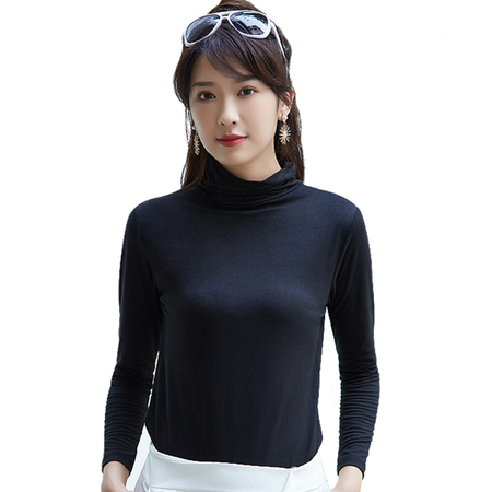 纤丝鸟3秒即热轻薄恒温保暖女士高领打底衫-中国黑
