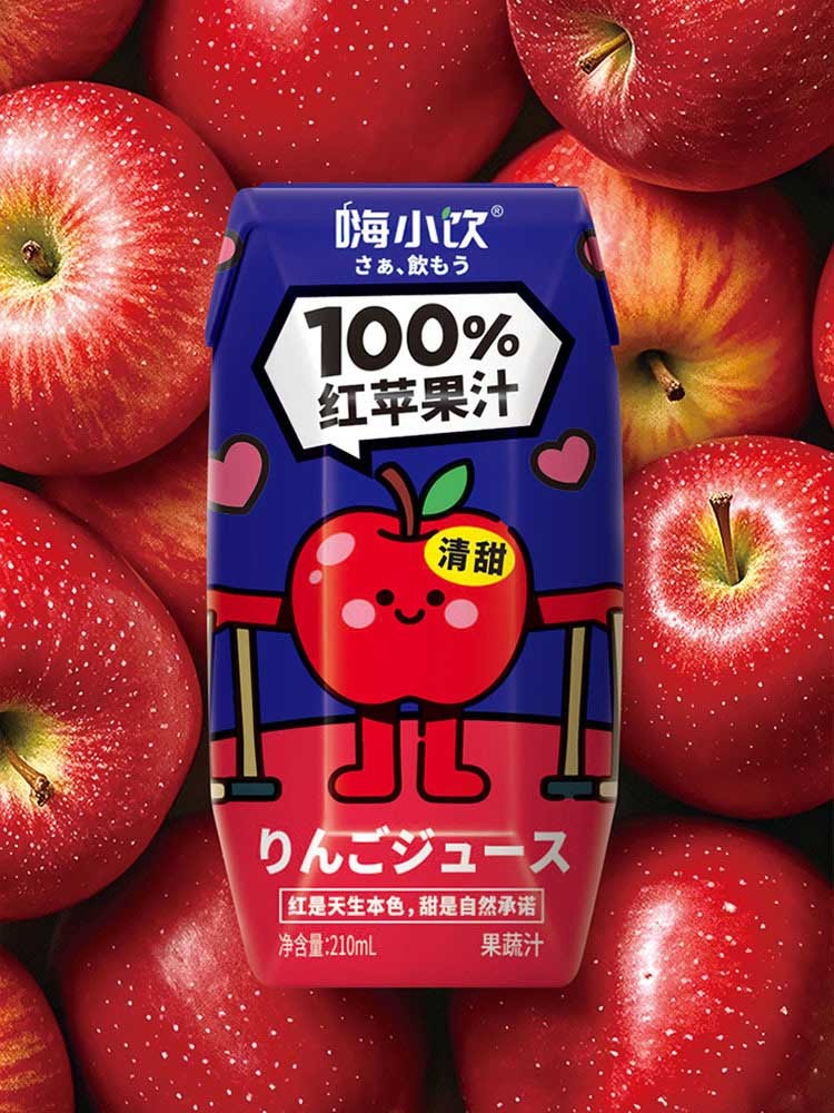 嗨小饮红苹果汁210ml*12盒 鲜果榨取 配料干净