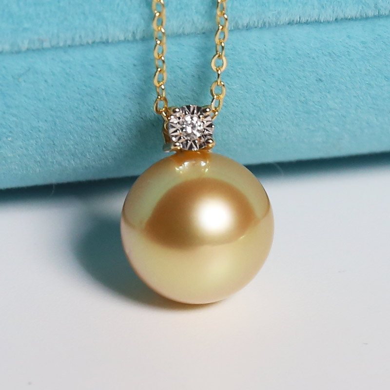 【京珠部落18k金经典戴妃款金珍珠钻石吊坠11-12mm 共同】-惠买-正品