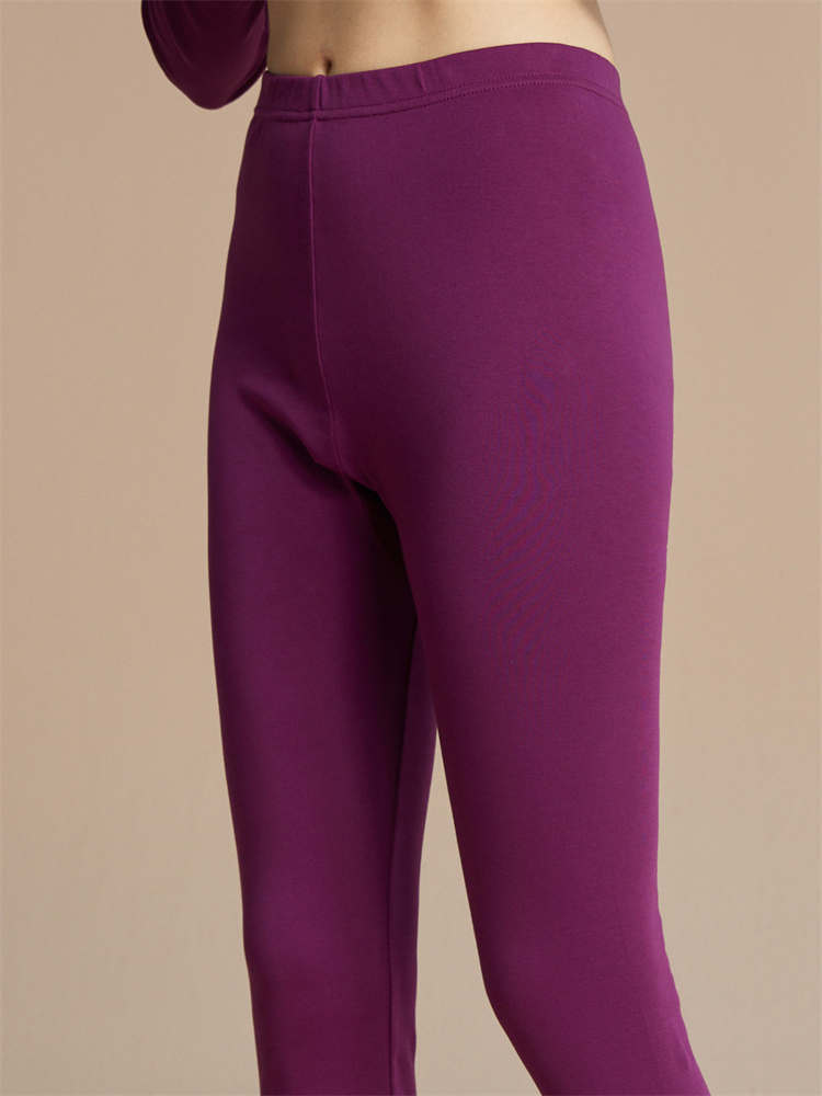 纤丝鸟舒适全棉女士单裤2条组·葡萄紫