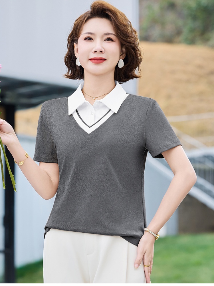 【92精梳棉】轩凌子气质POLO领短袖T恤S82620060·冰茶色